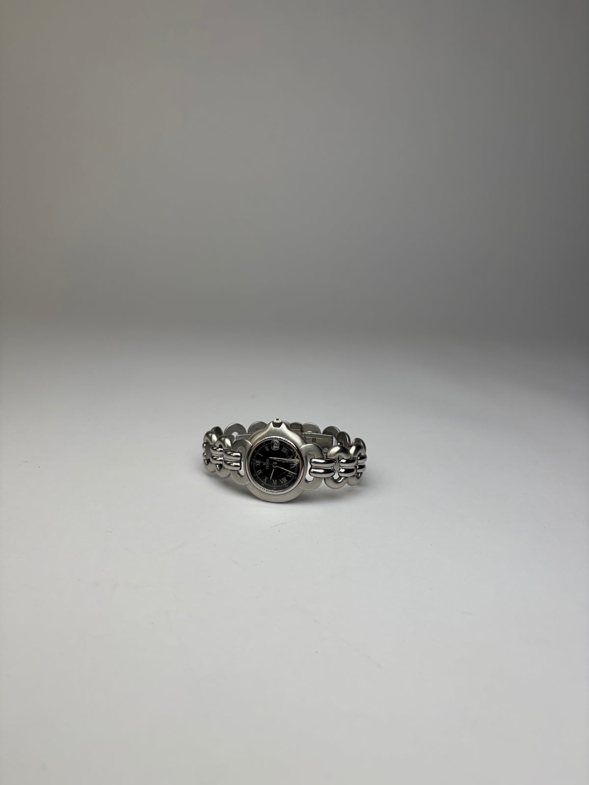 Vintage Fendi Stainless Steel Bracelet Watch Late 1990s Silver Black