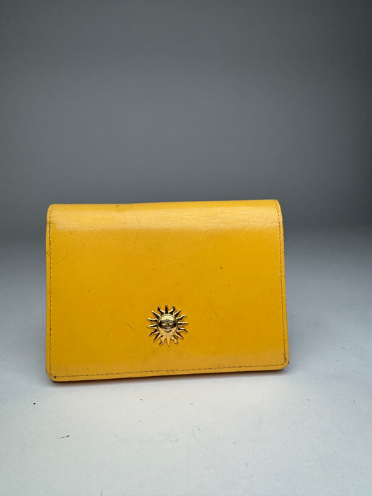 Vintage Gianni Versace Sun Leather Wallet Yellow