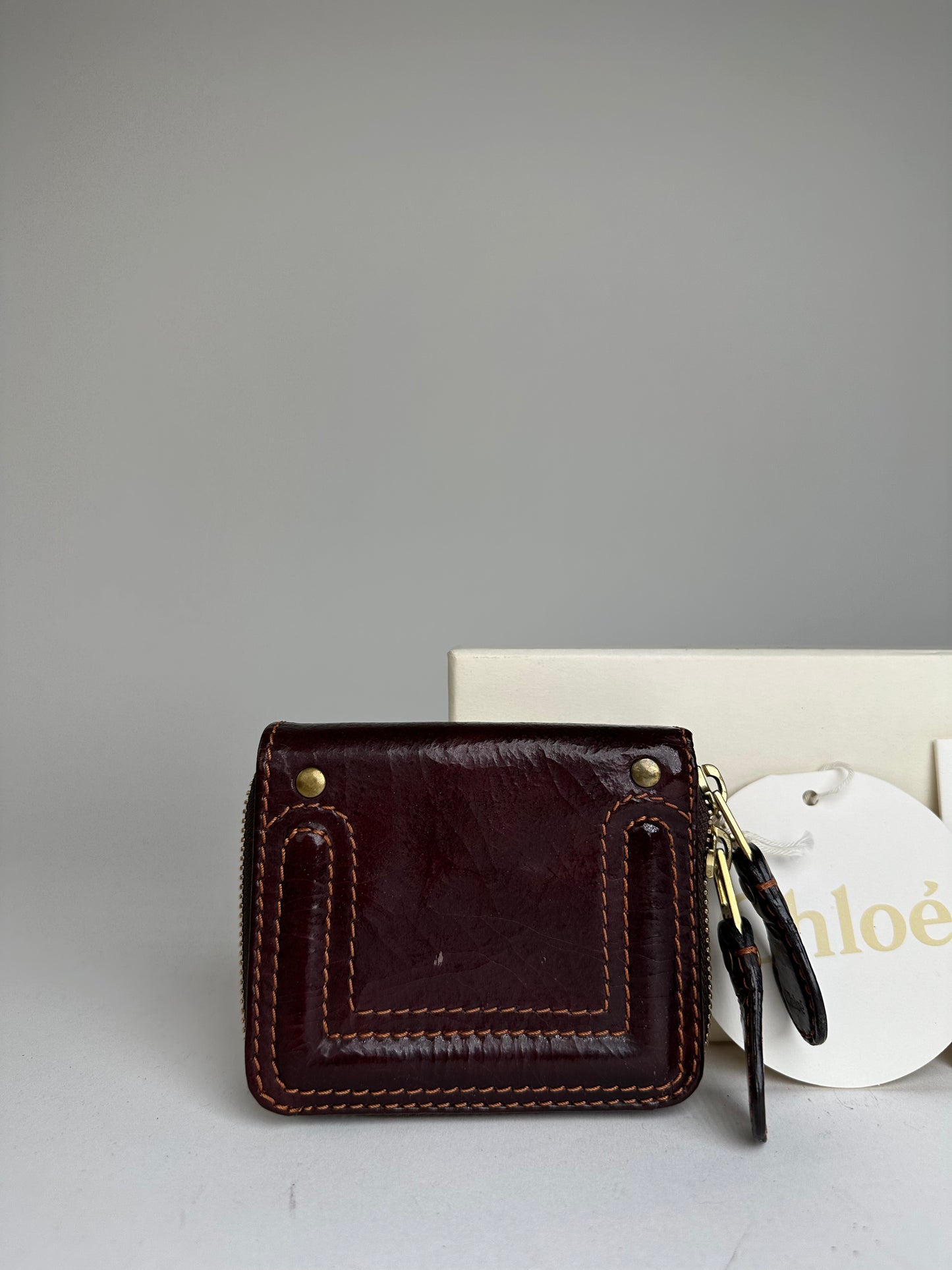 Vintage Chloé Paddington Leather Wallet Burgundy