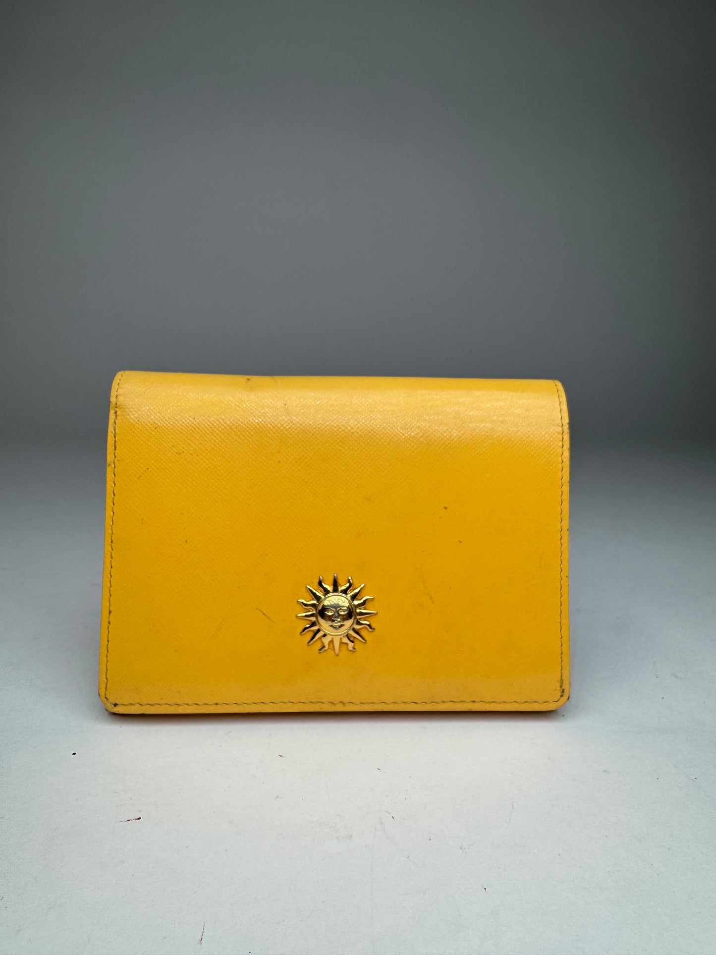 Vintage Gianni Versace Sun Leather Wallet Yellow