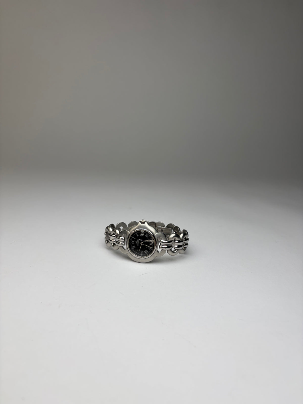 Vintage Fendi Stainless Steel Bracelet Watch Late 1990s Silver Black