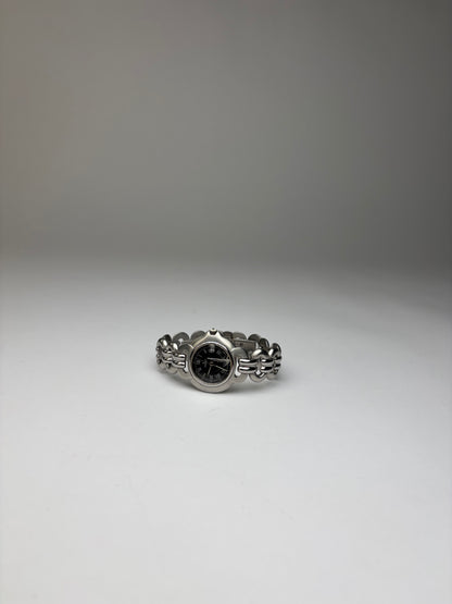Vintage Fendi Stainless Steel Bracelet Watch Late 1990s Silver Black