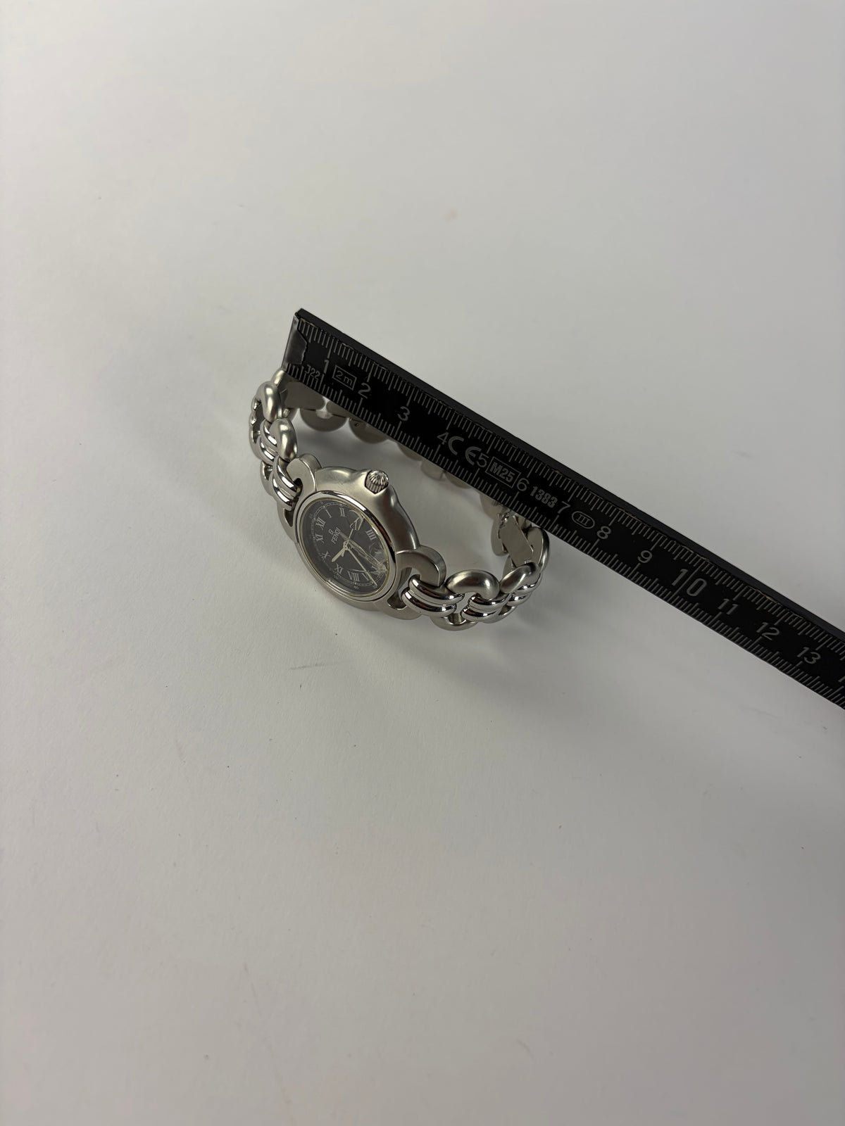 Vintage Fendi Stainless Steel Bracelet Watch Late 1990s Silver Black