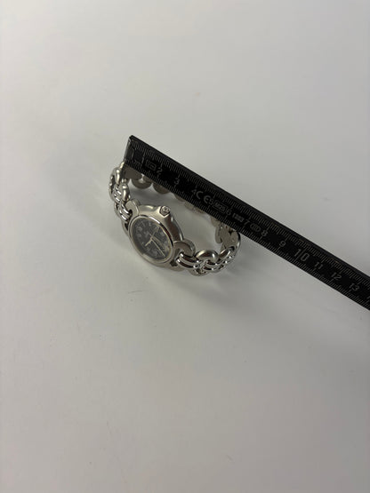 Vintage Fendi Stainless Steel Bracelet Watch Late 1990s Silver Black