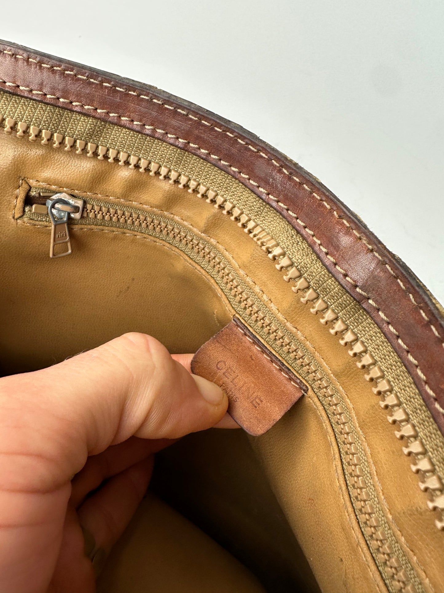 Vintage Celine Paris Triomphe Monogram Leather Clutch