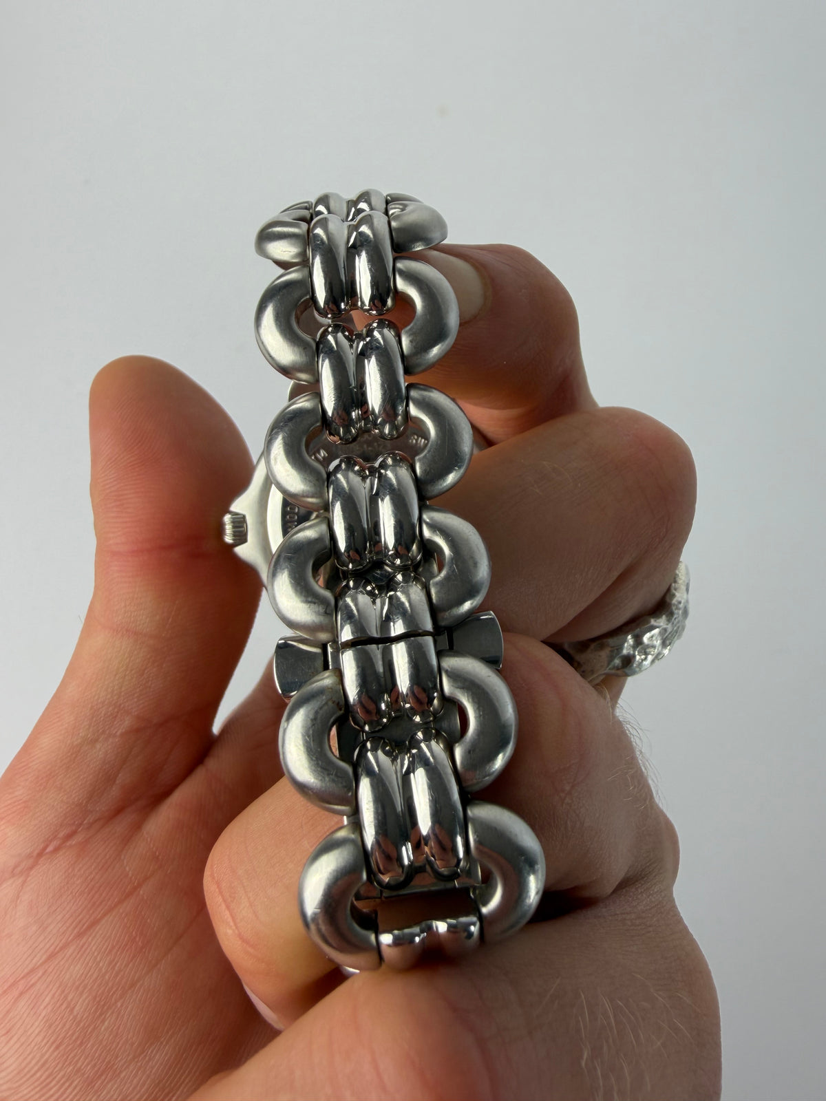 Vintage Fendi Stainless Steel Bracelet Watch Late 1990s Silver Black