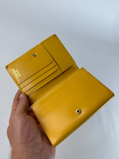 Vintage Gianni Versace Sun Leather Wallet Yellow
