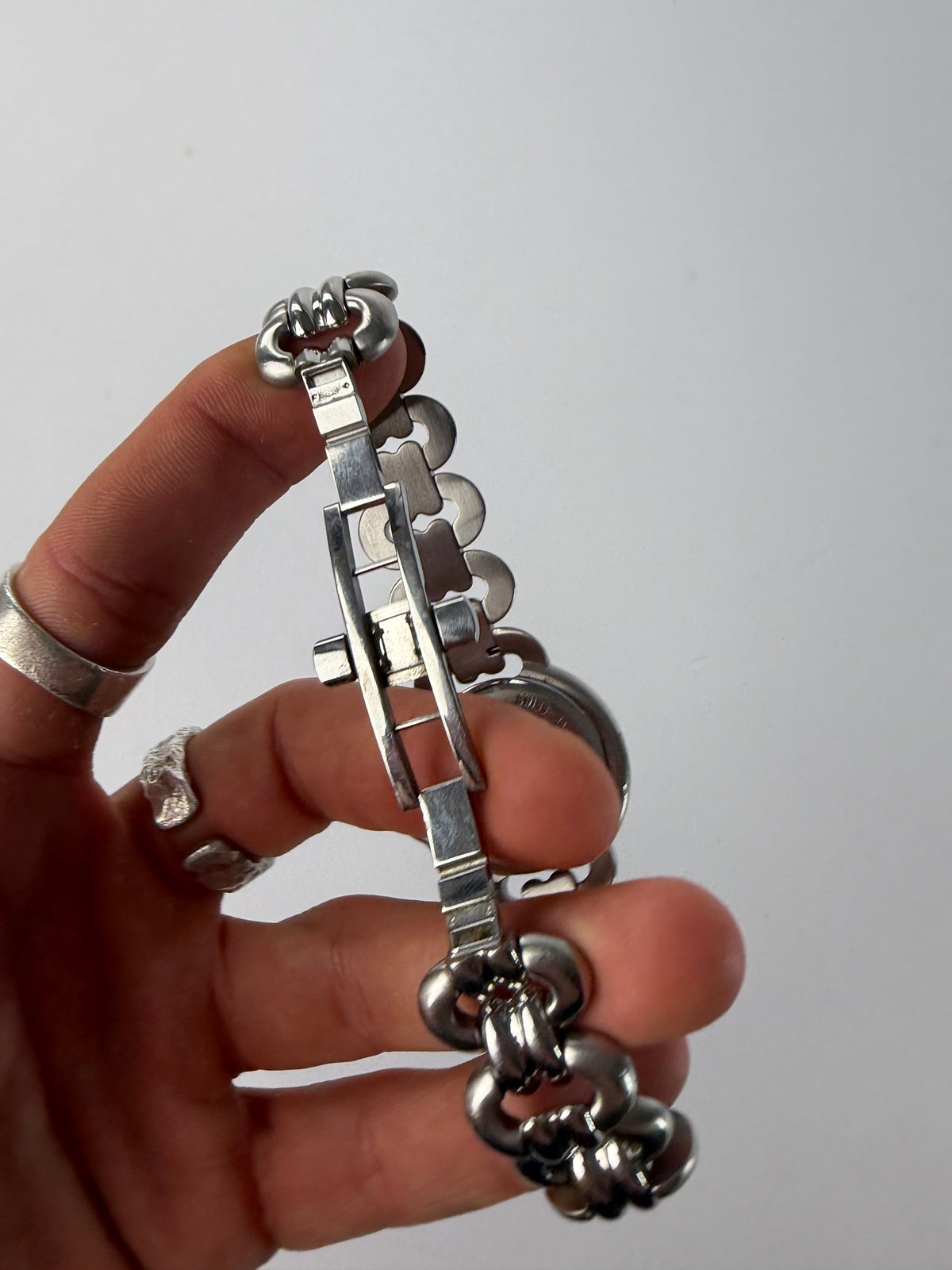 Vintage Fendi Stainless Steel Bracelet Watch Late 1990s Silver Black
