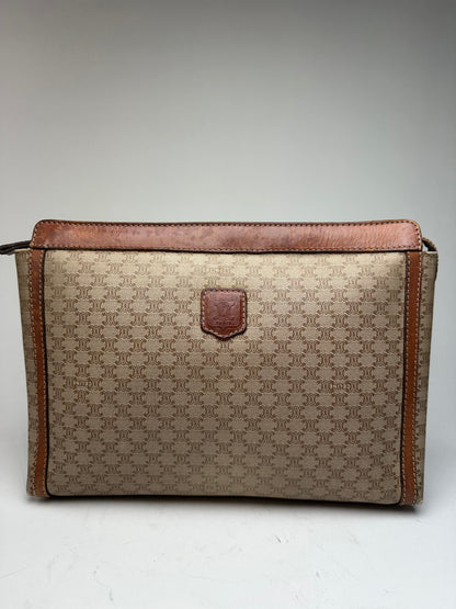 Vintage Celine Paris Triomphe Monogram Leather Clutch