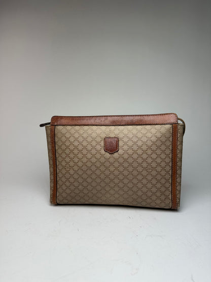 Vintage Celine Paris Triomphe Monogram Leather Clutch