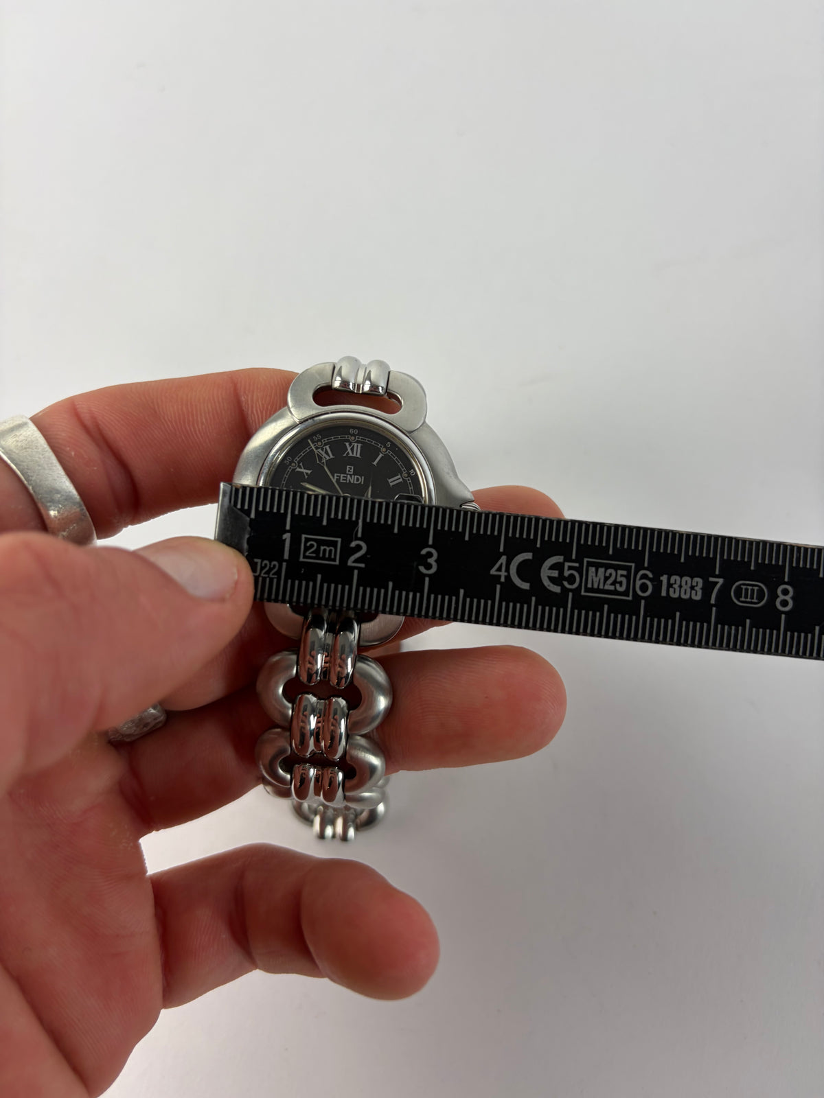 Vintage Fendi Stainless Steel Bracelet Watch Late 1990s Silver Black