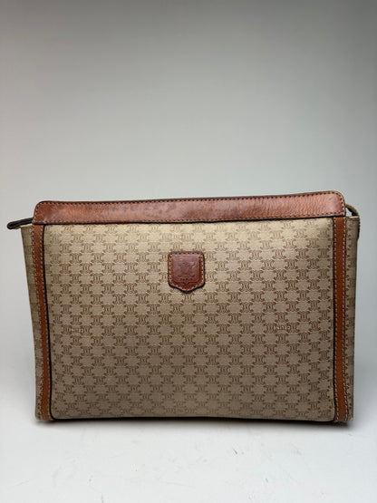Vintage Celine Paris Triomphe Monogram Leather Clutch