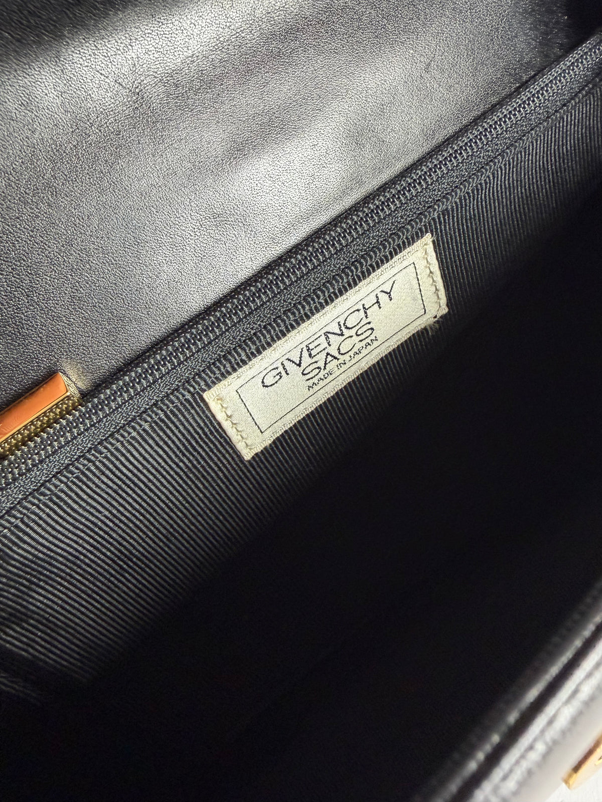 Vintage Givenchy Smooth Leather Flap Crossbody Bag Black Gold