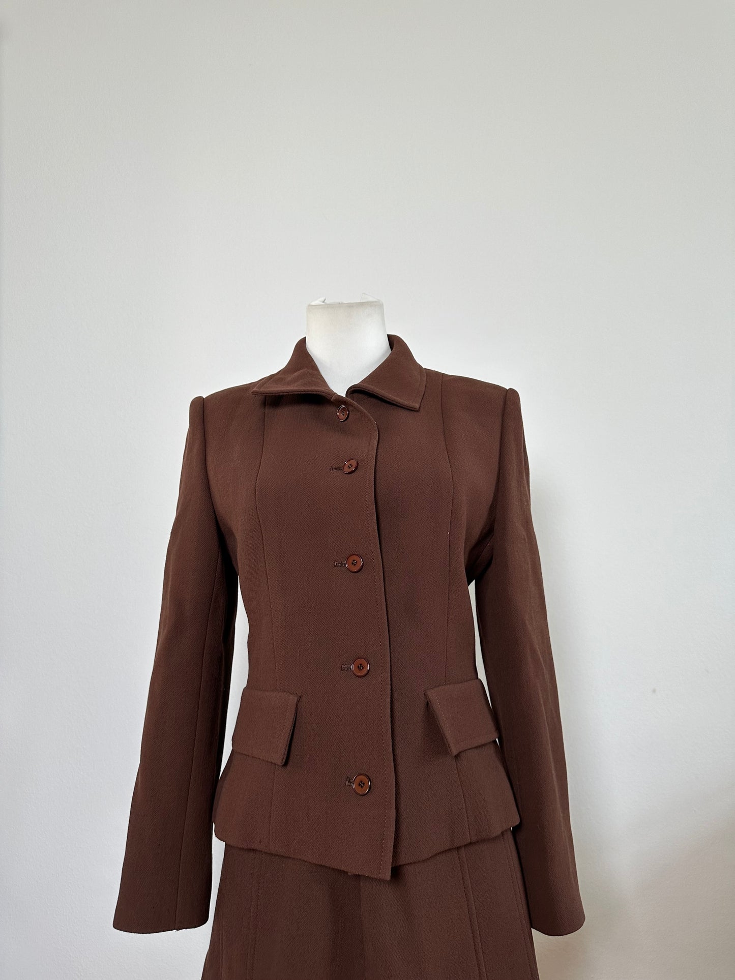 Vintage Givenchy Wool Blend Twin Set Blazer Brown M