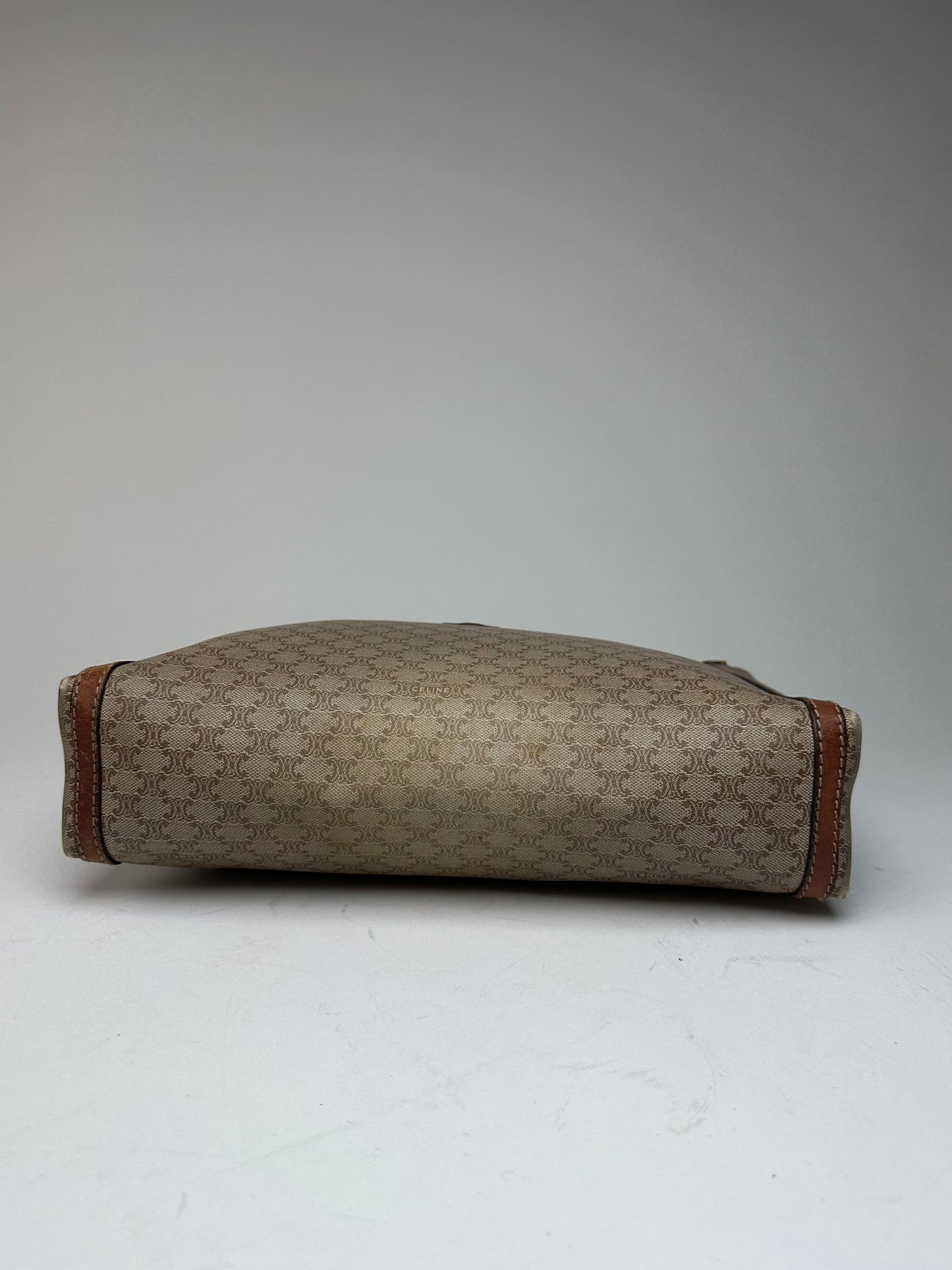 Vintage Celine Paris Triomphe Monogram Leather Clutch