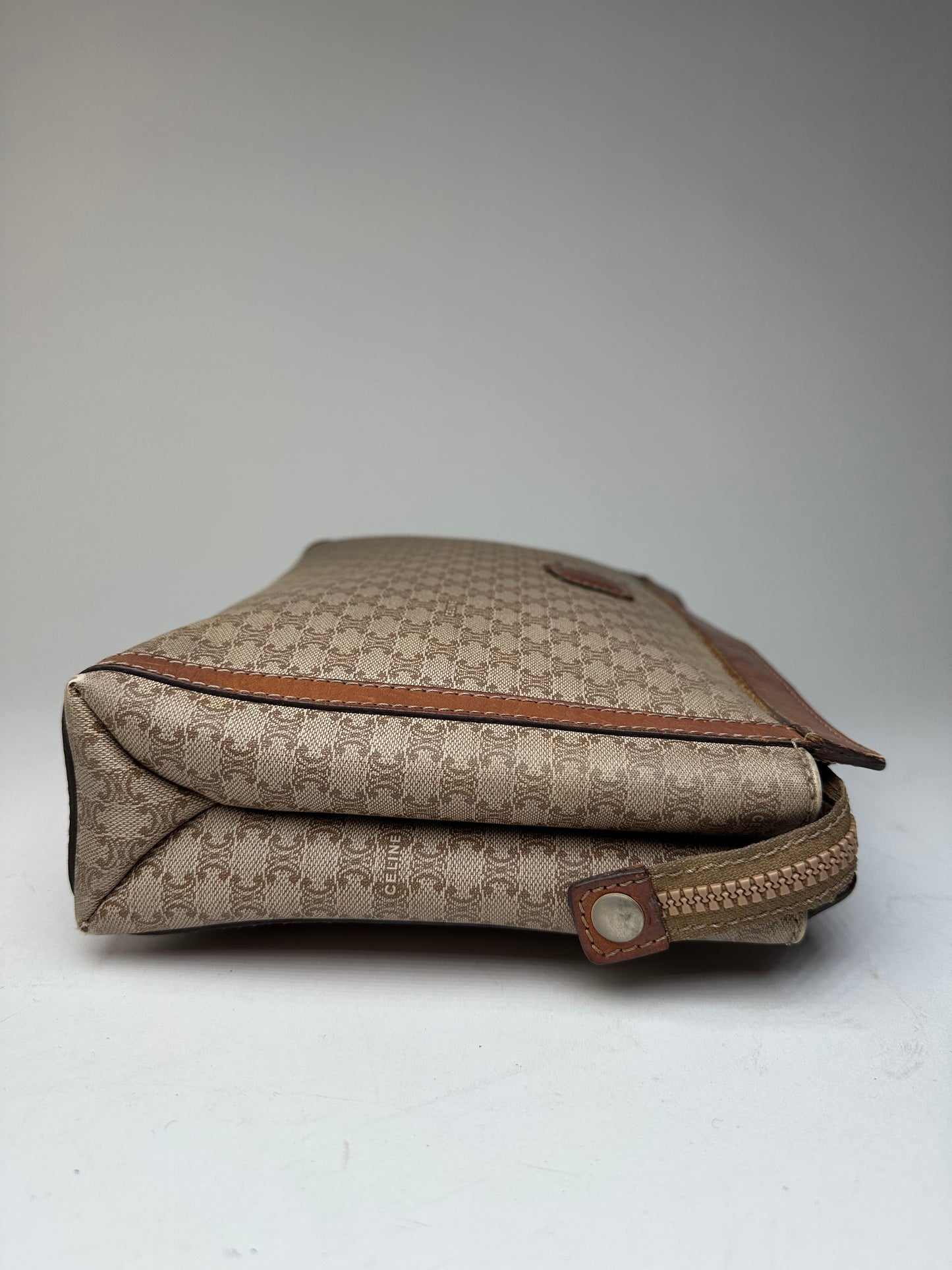 Vintage Celine Paris Triomphe Monogram Leather Clutch