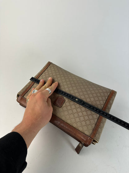 Vintage Celine Paris Triomphe Monogram Leather Clutch