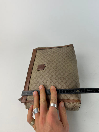 Vintage Celine Paris Triomphe Monogram Leather Clutch