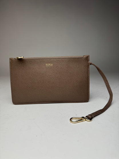 Pochette Furla vintage en cuir gris