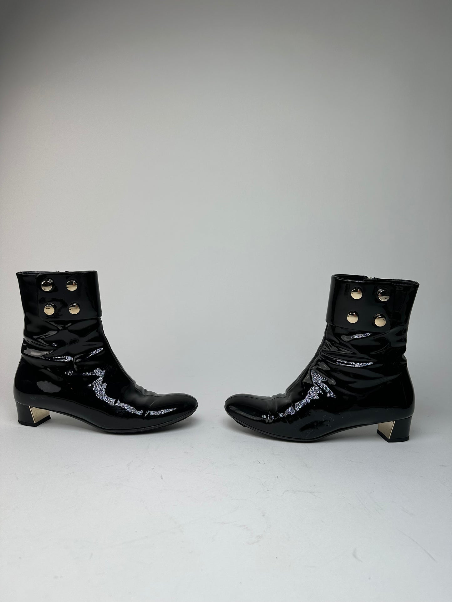 Vintage Gucci Patent Leather Heeled Boots Black EU36,5