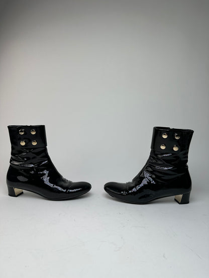 Vintage Gucci Patent Leather Heeled Boots Black EU36,5