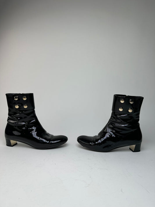 Vintage Gucci Patent Leather Heeled Boots Black EU36,5
