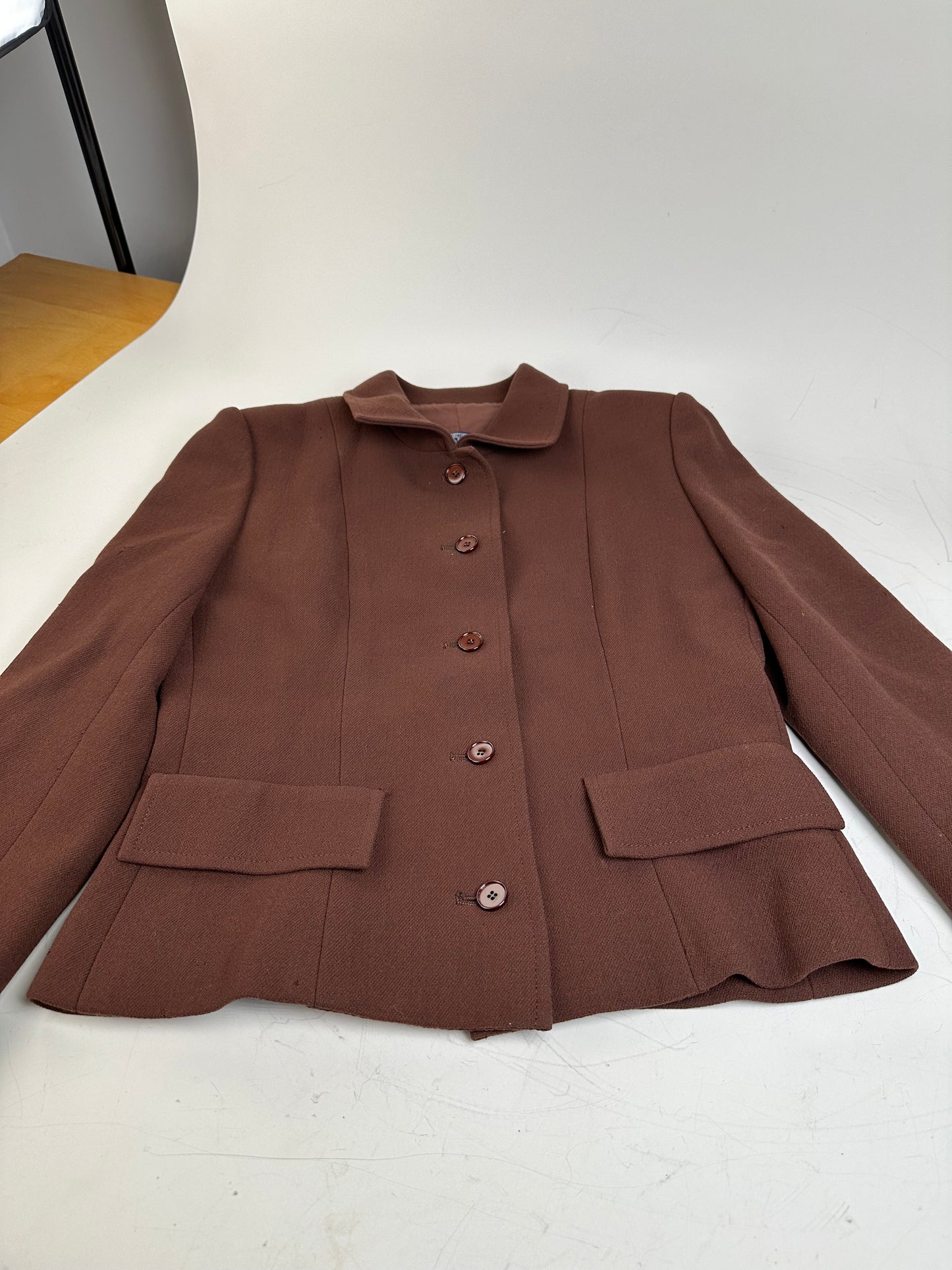 Vintage Givenchy Wool Blend Twin Set Blazer Brown M