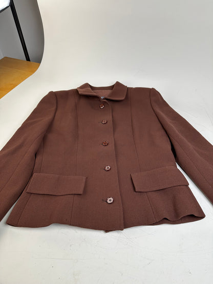 Vintage Givenchy Wool Blend Twin Set Blazer Brown M