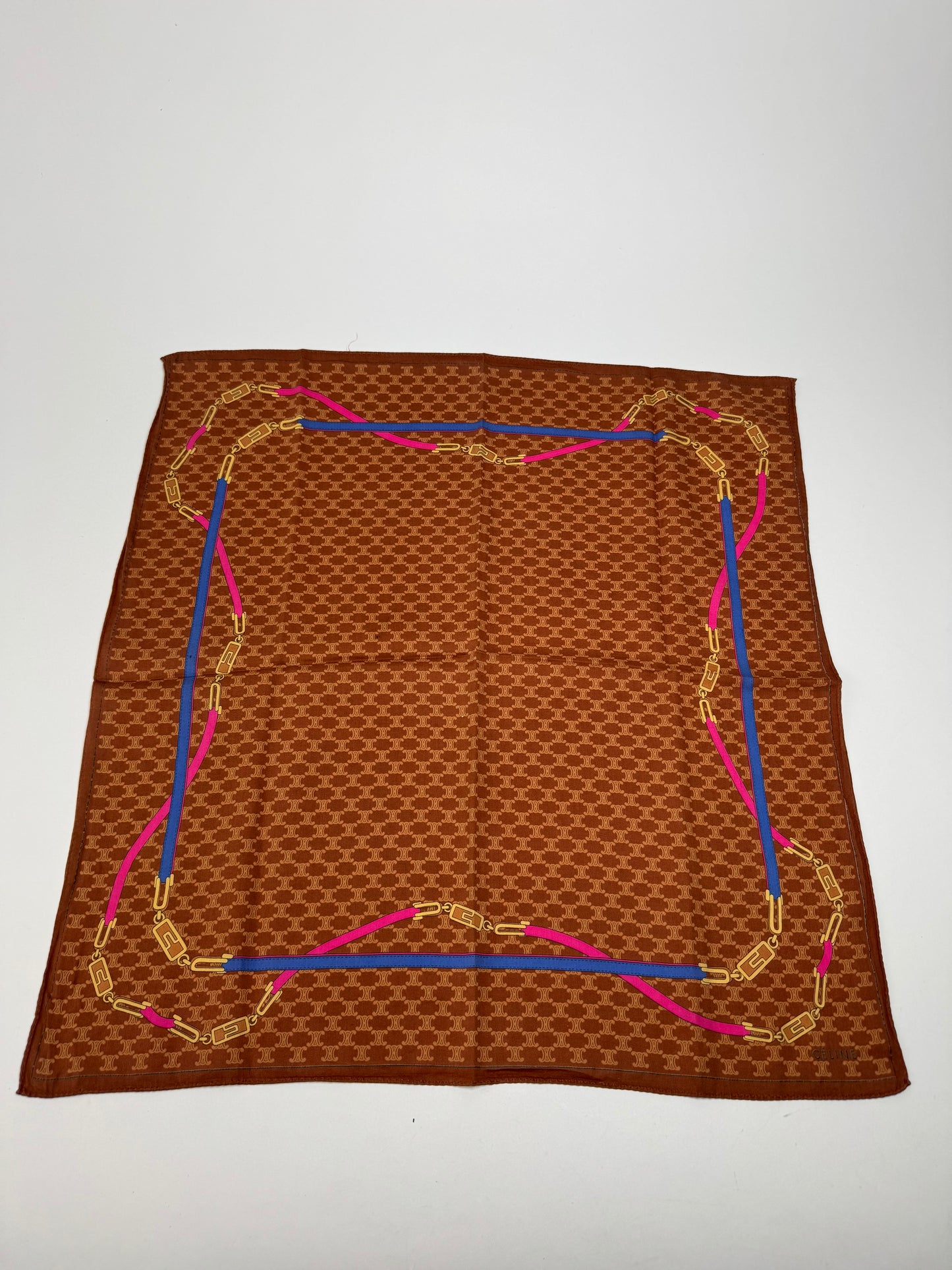 Vintage Celine Monogram Silk scarf brown