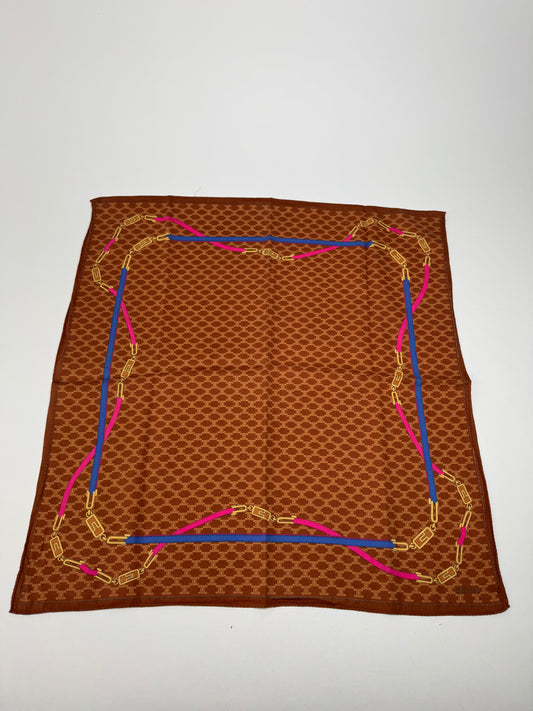Vintage Celine Monogram Silk scarf brown