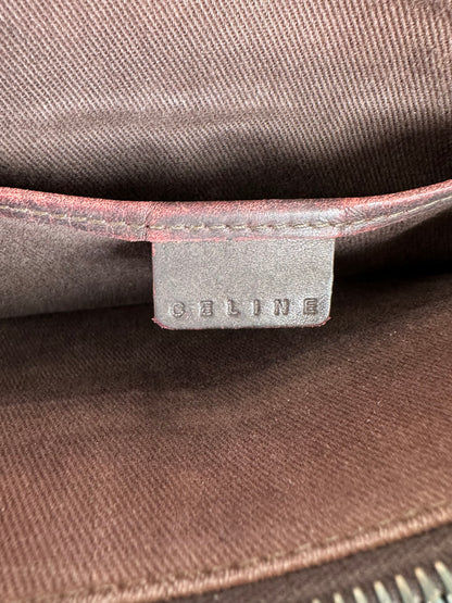 Vintage Celine Macadam C Monogram Coated Canvas Tote Beige Burgundy