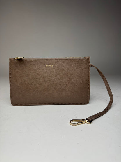 Pochette Furla vintage en cuir gris