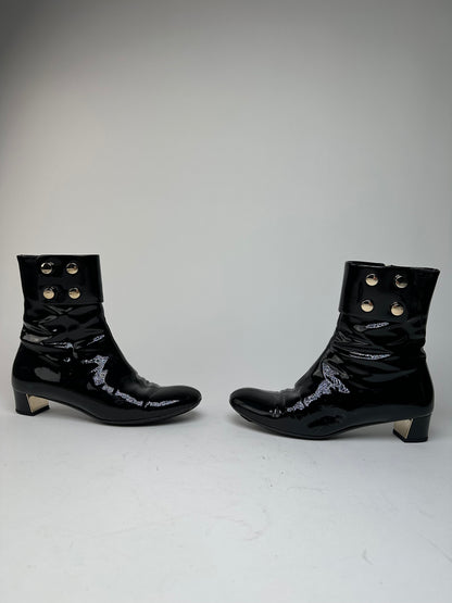 Vintage Gucci Patent Leather Heeled Boots Black EU36,5