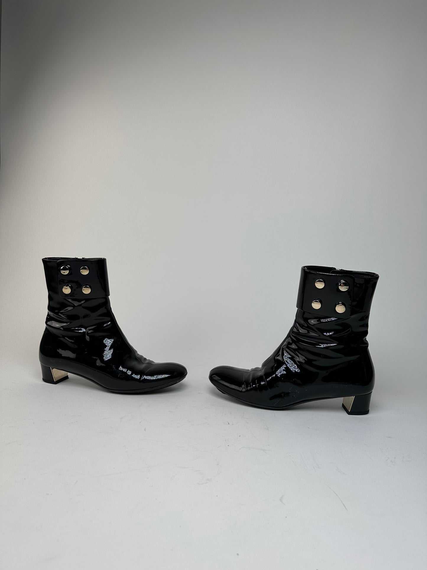 Vintage Gucci Patent Leather Heeled Boots Black EU36,5