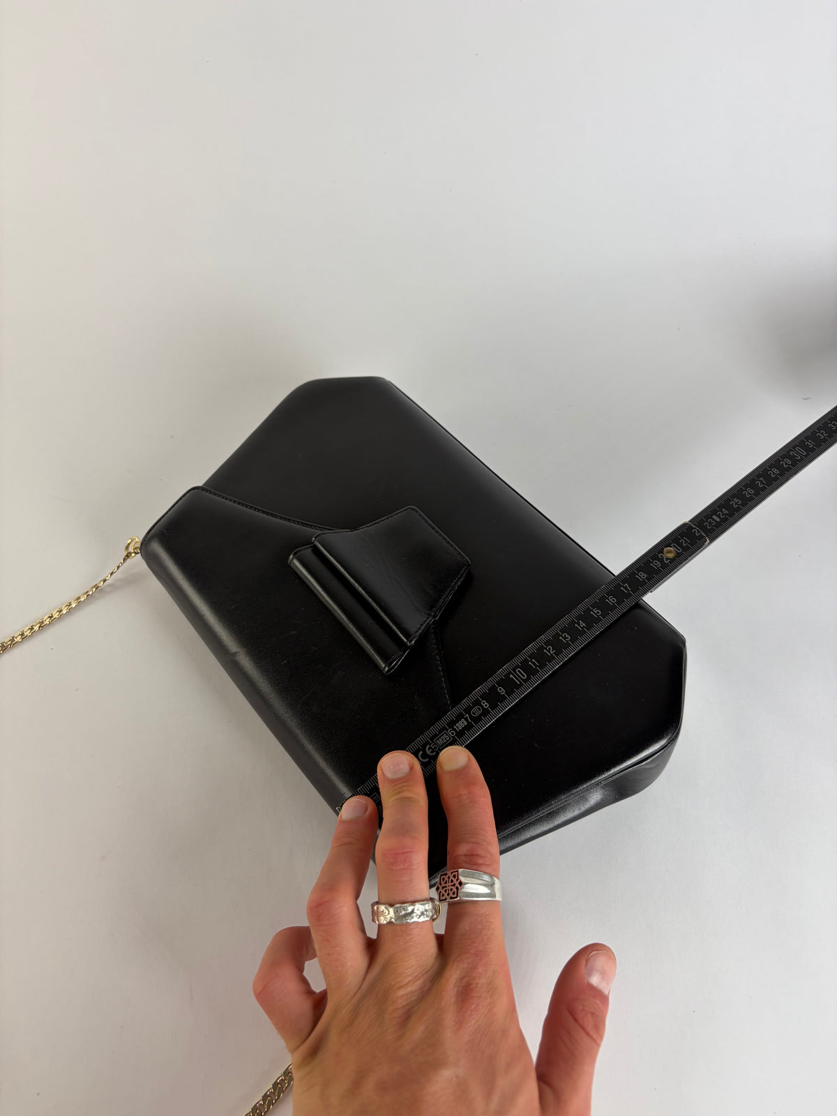 Vintage Givenchy Smooth Leather Flap Crossbody Bag Black Gold