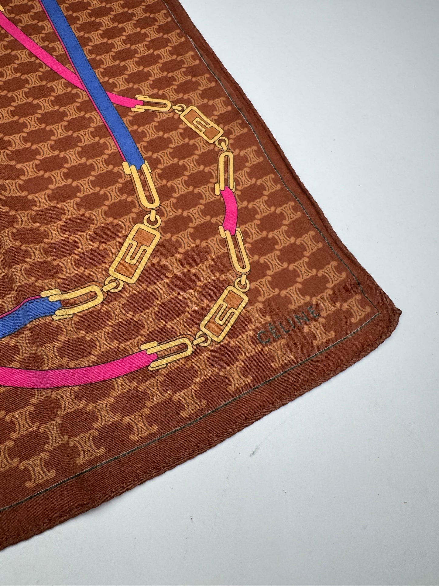 Vintage Celine Monogram Silk scarf brown