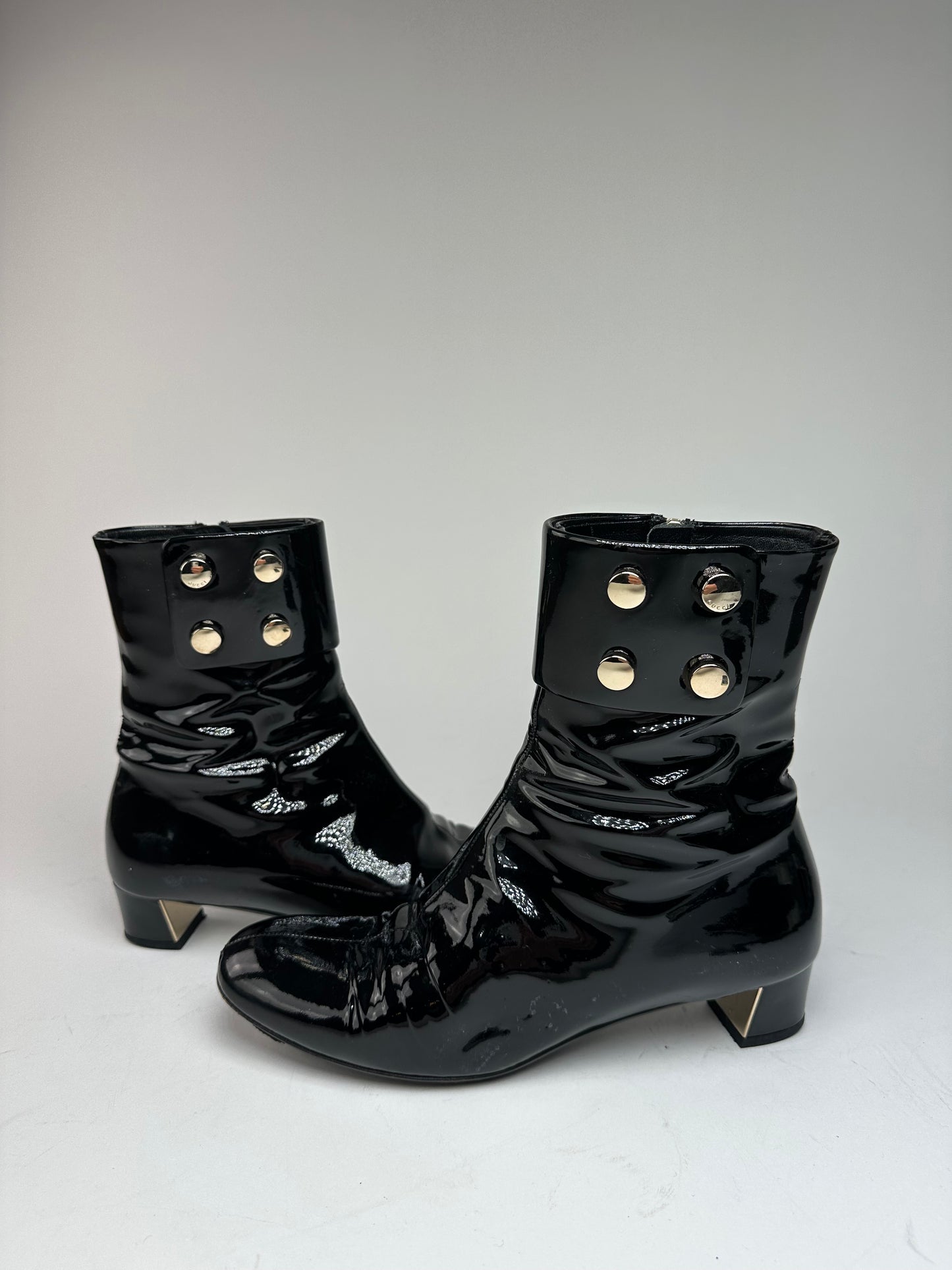 Vintage Gucci Patent Leather Heeled Boots Black EU36,5
