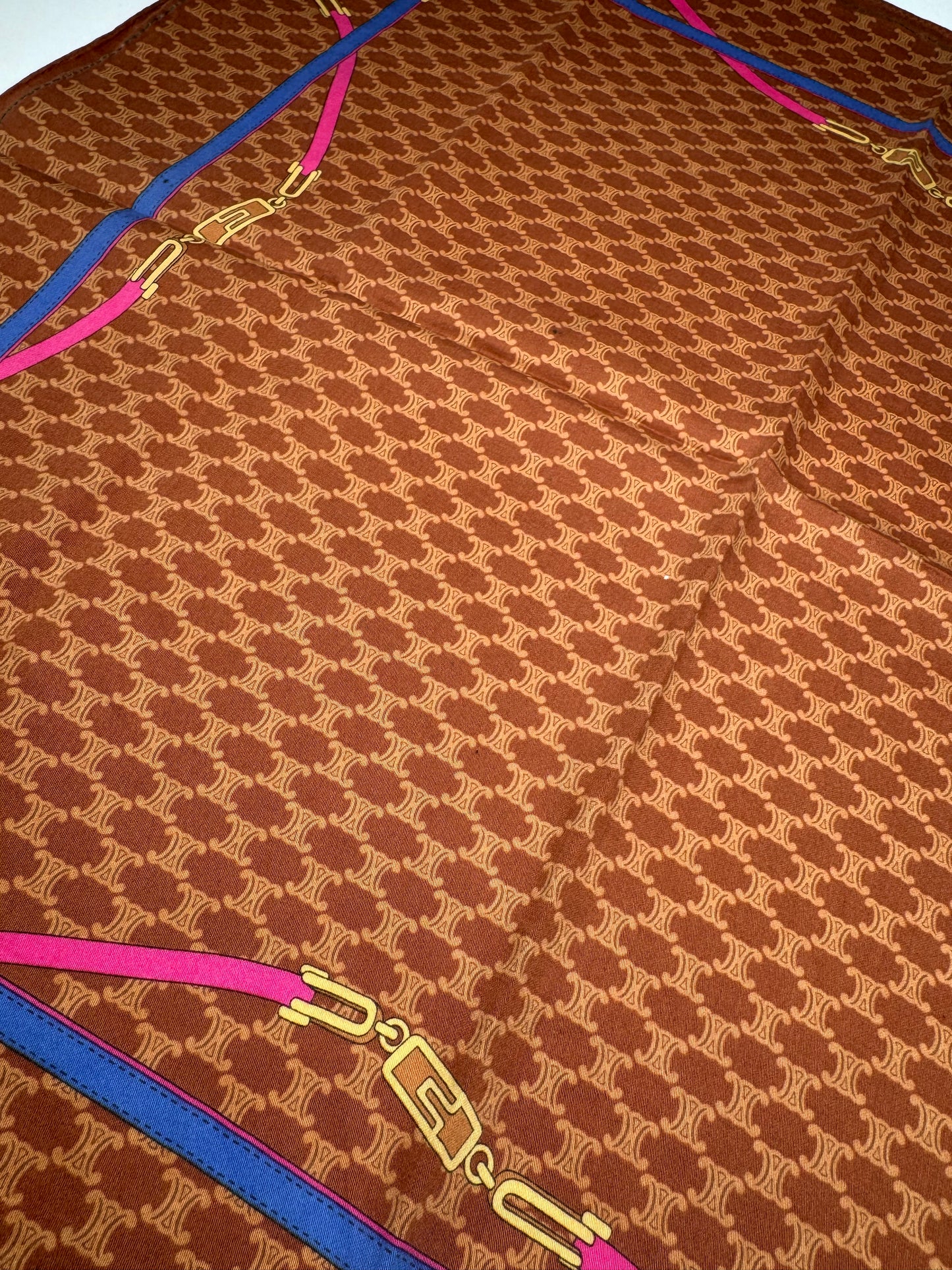 Vintage Celine Monogram Silk scarf brown