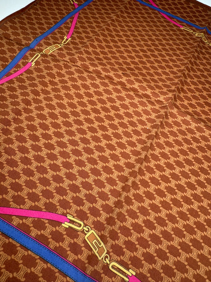 Vintage Celine Monogram Silk scarf brown