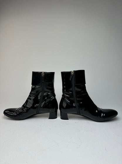 Vintage Gucci Patent Leather Heeled Boots Black EU36,5