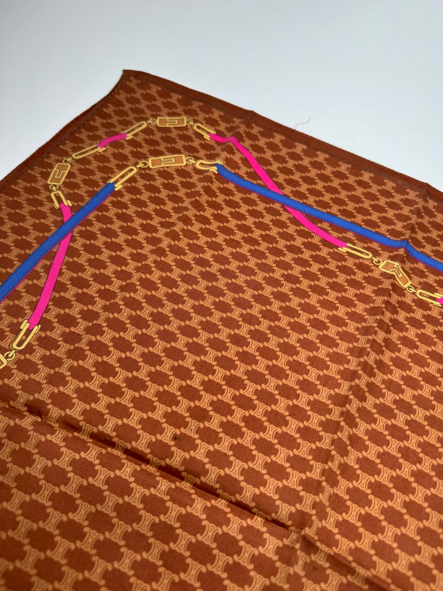 Vintage Celine Monogram Silk scarf brown