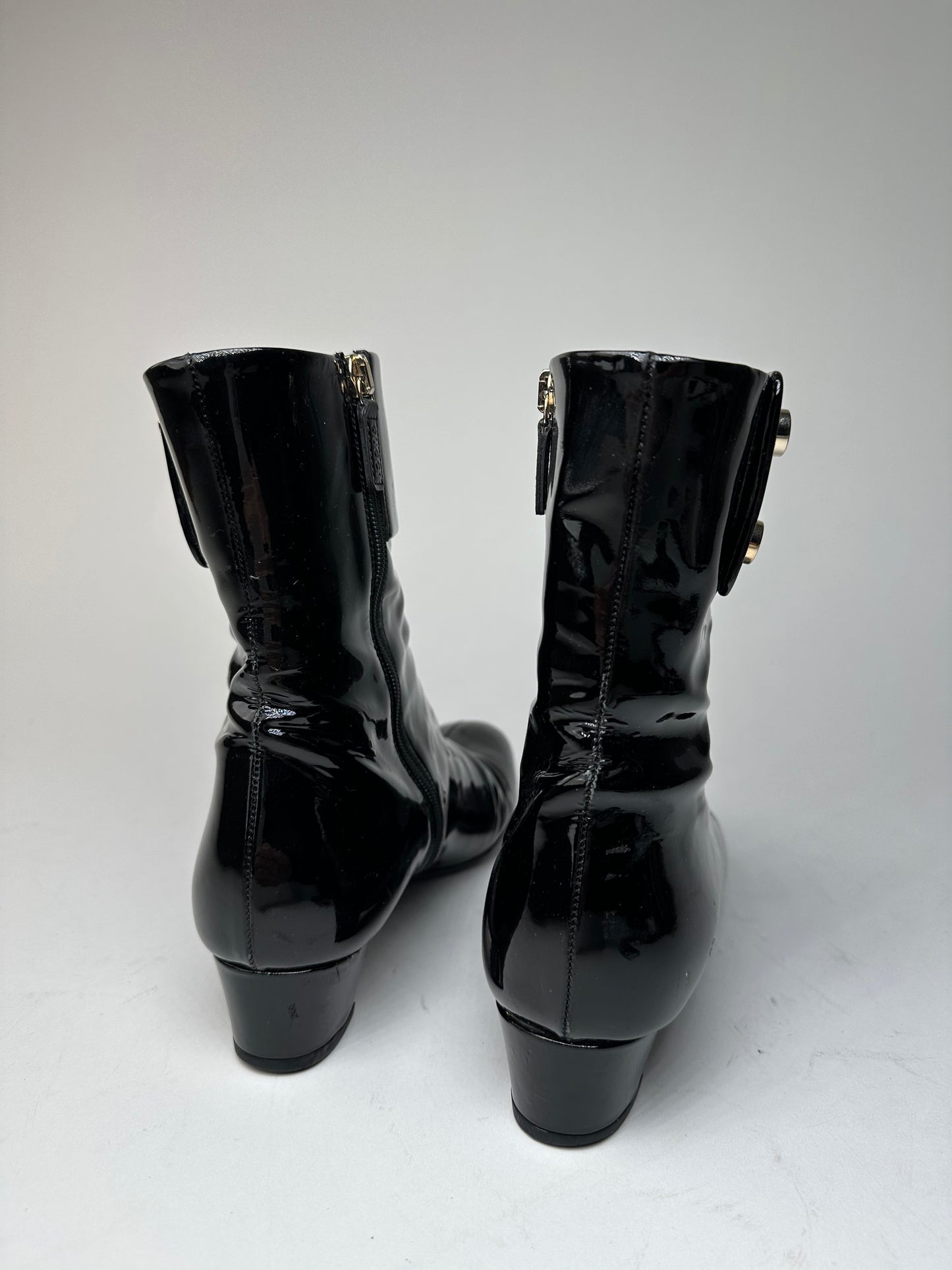 Vintage Gucci Patent Leather Heeled Boots Black EU36,5