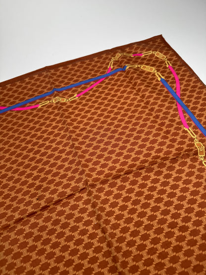 Vintage Celine Monogram Silk scarf brown