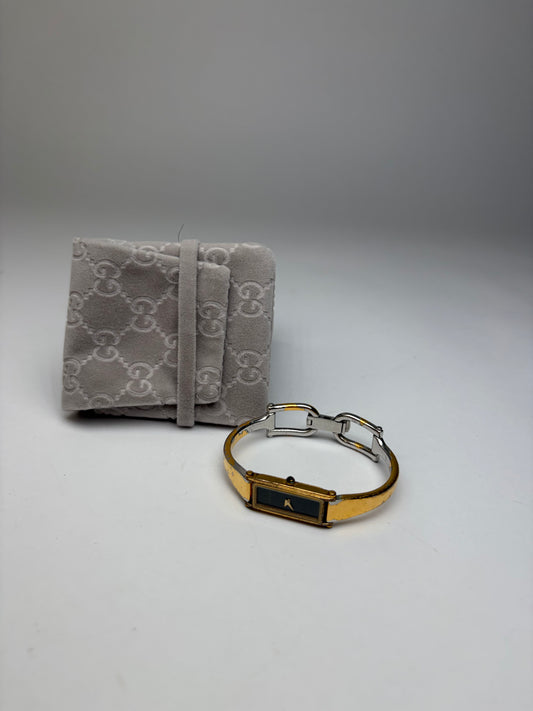 Vintage Gucci Bicolor Bracelet Watch c. Late 1980s Gold Silver Black
