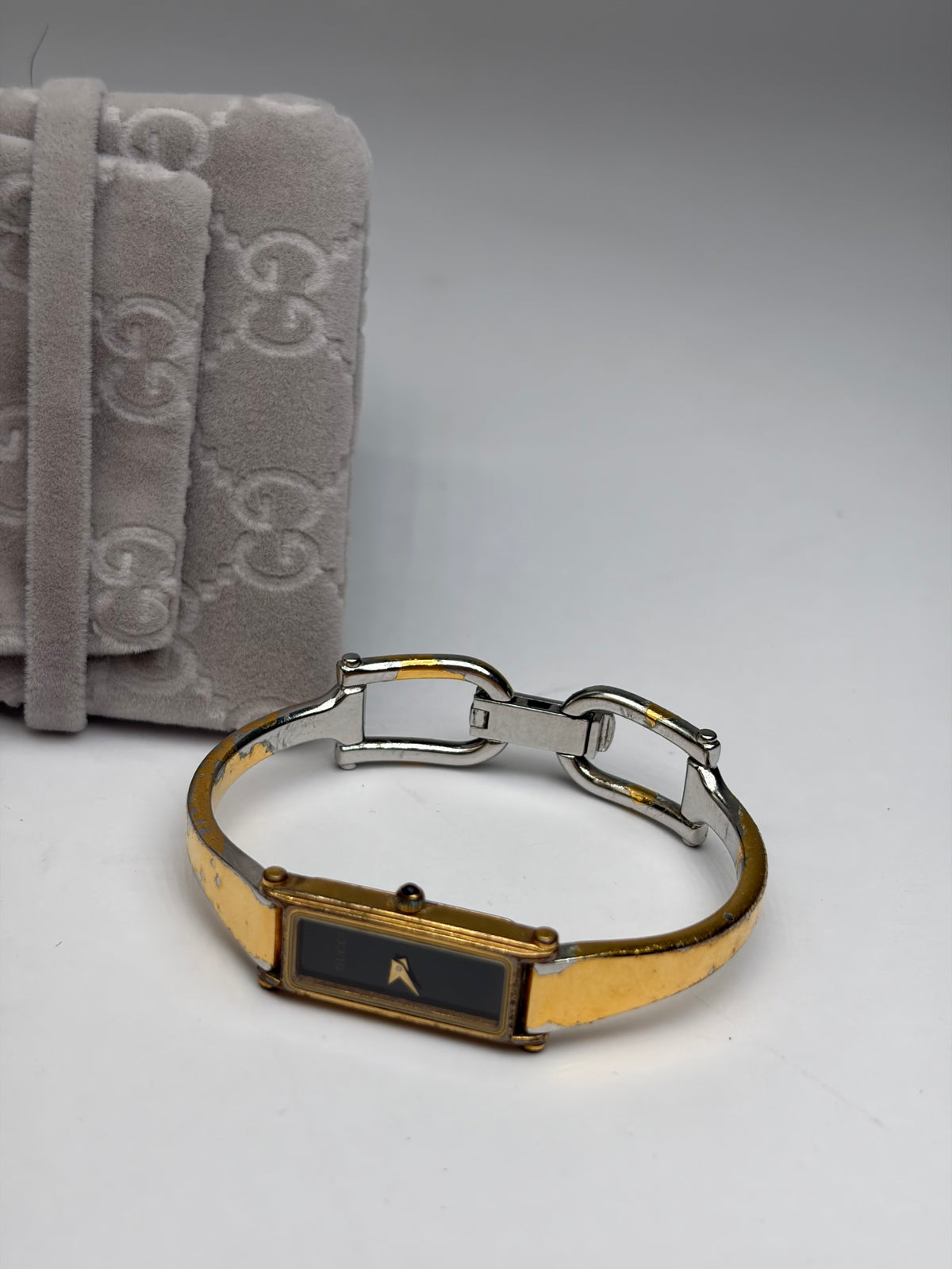 Vintage Gucci Bicolor Bracelet Watch c. Late 1980s Gold Silver Black