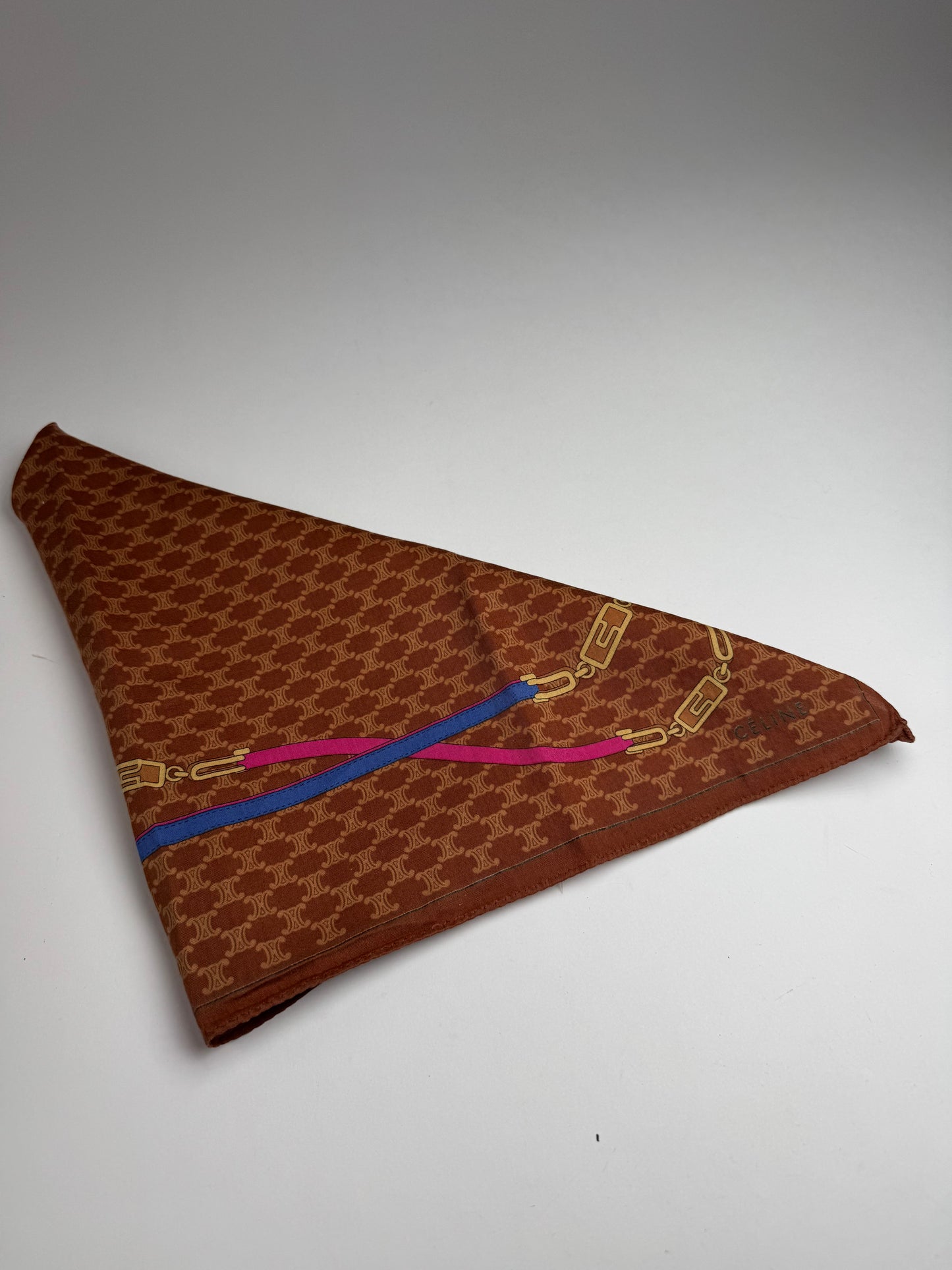 Vintage Celine Monogram Silk scarf brown