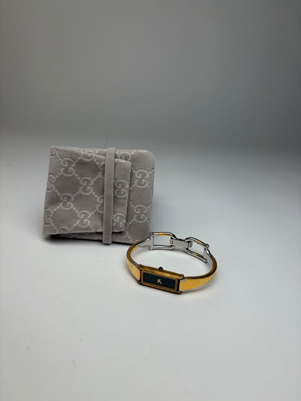 Vintage Gucci Bicolor Bracelet Watch c. Late 1980s Gold Silver Black