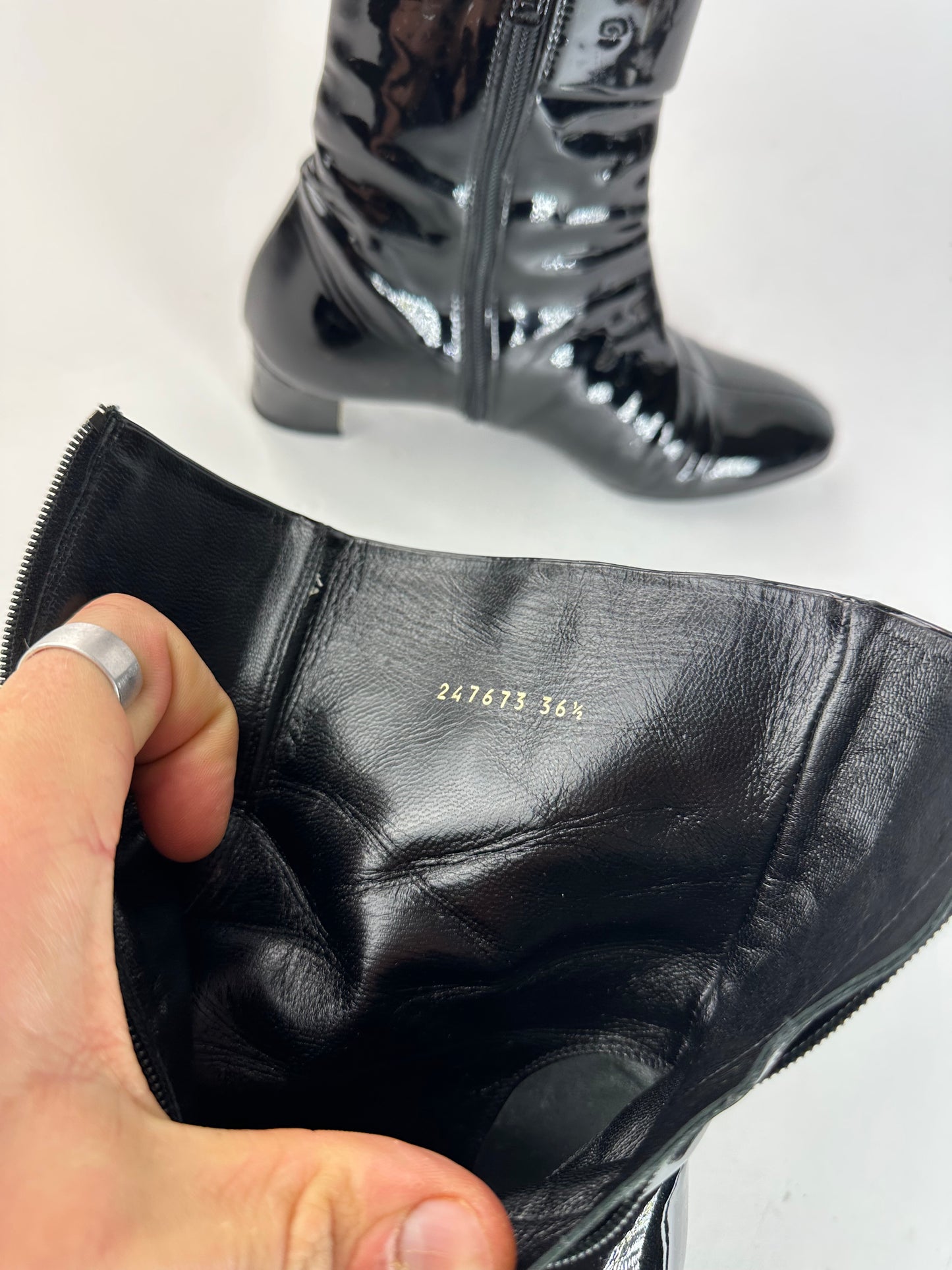 Vintage Gucci Patent Leather Heeled Boots Black EU36,5