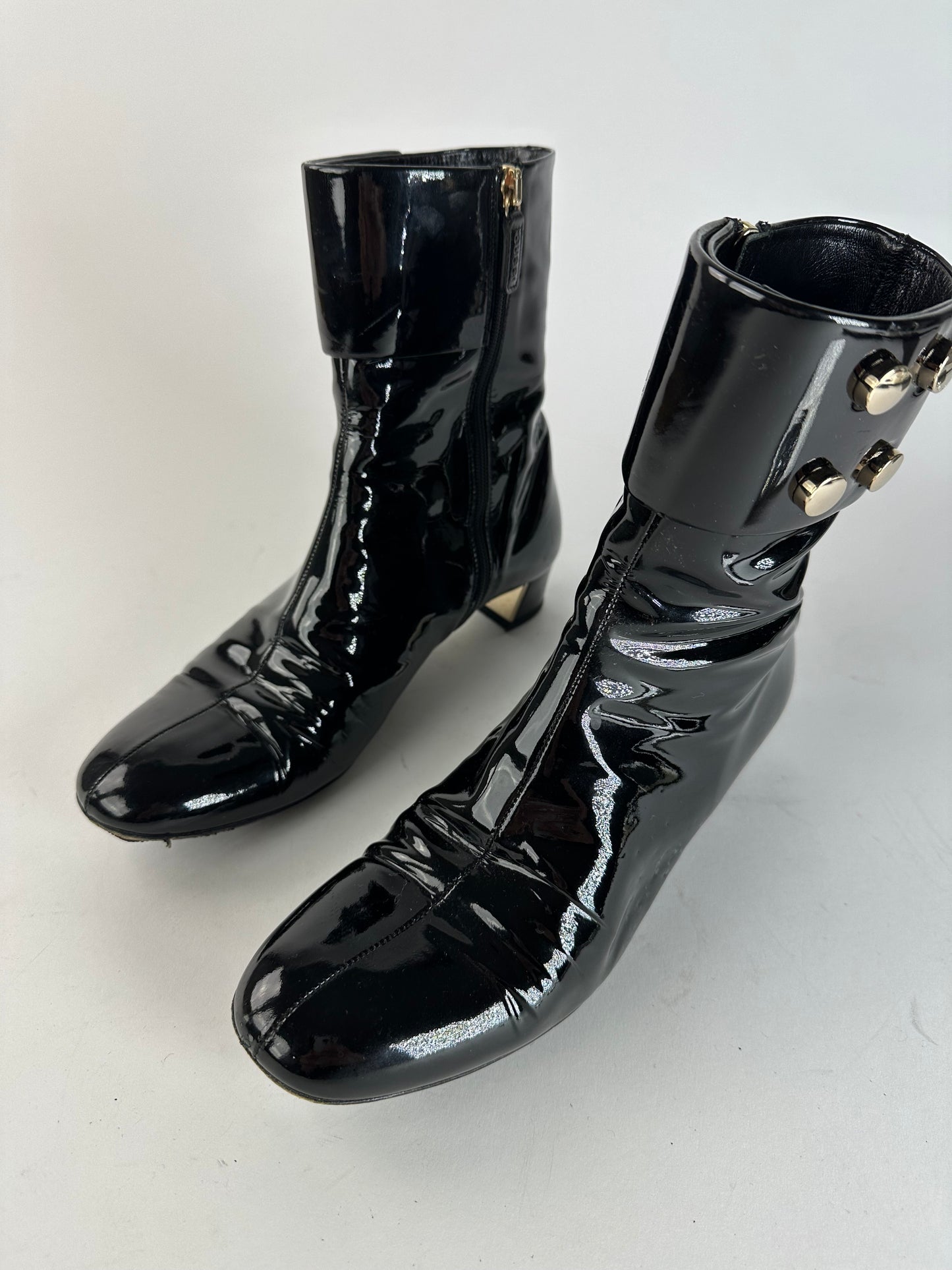 Vintage Gucci Patent Leather Heeled Boots Black EU36,5