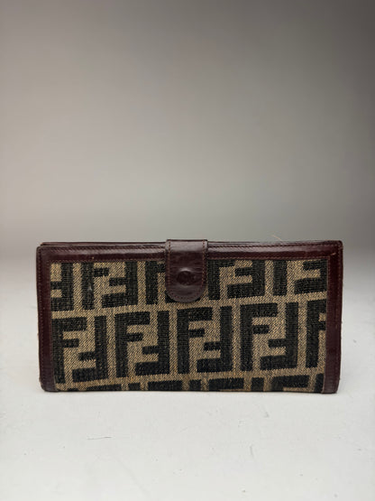Vintage Fendi FF monogram Leather Card Holder / Wallet Brown